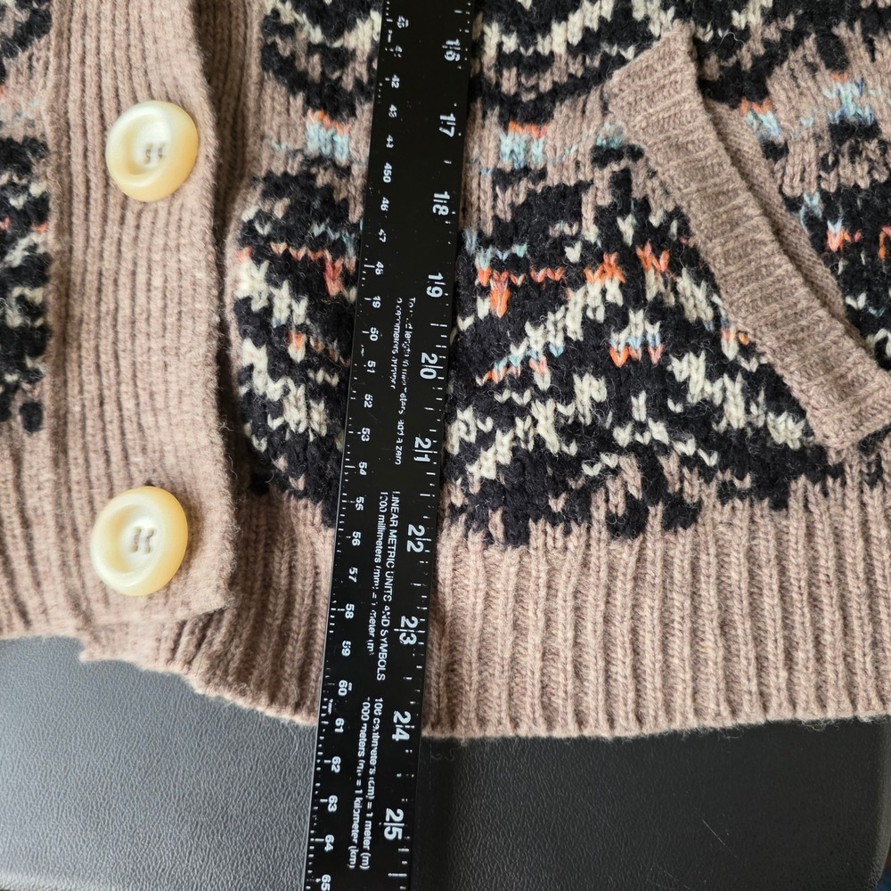 Free People Fair Isle nordic wool blend Turtleneck chunky Button Sweater Size L - Picture 10 of 11